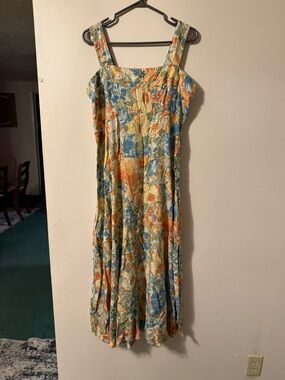 MSK Floral Maxi Dress in Blue, Orange, Green, Cream